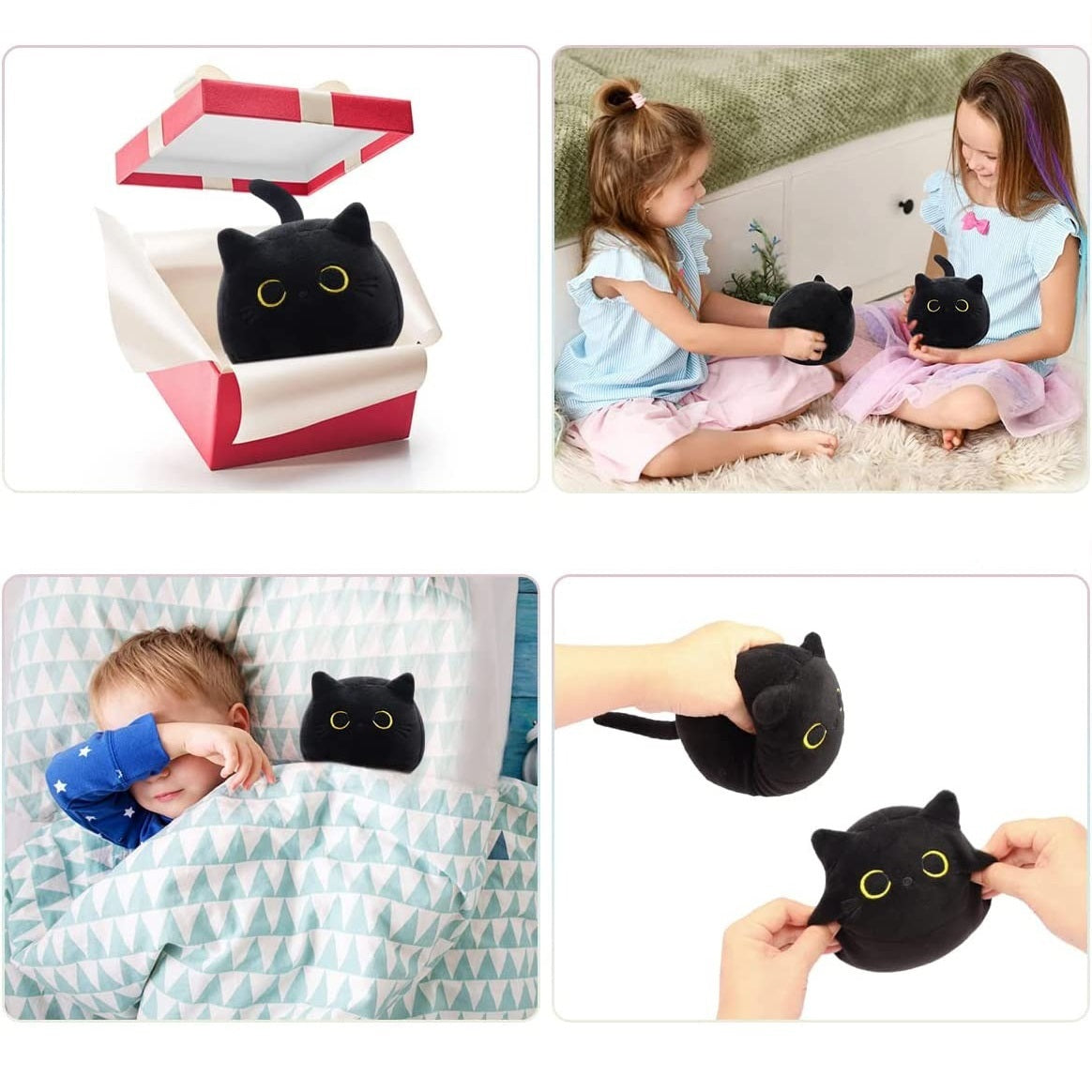 Fluffy Black Cat Plush Toys