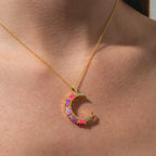 Opal Moon Necklace Diamond Inlaid Clavicle Chain - Viexta