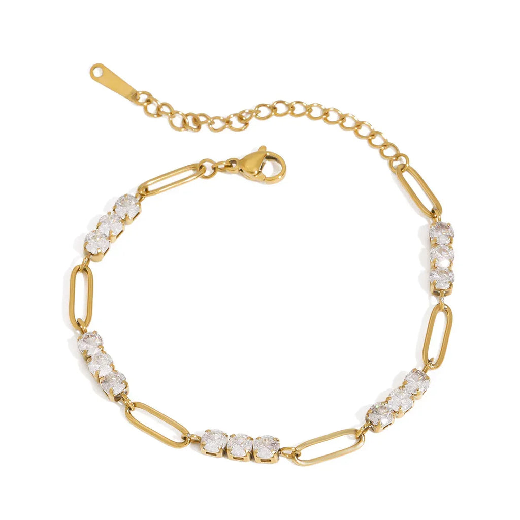 Stainless Steel Diamond Tennis Chain Women's Bracelet - Viexta