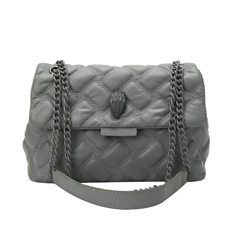 Plaid Embossed Chain Bag - Viexta