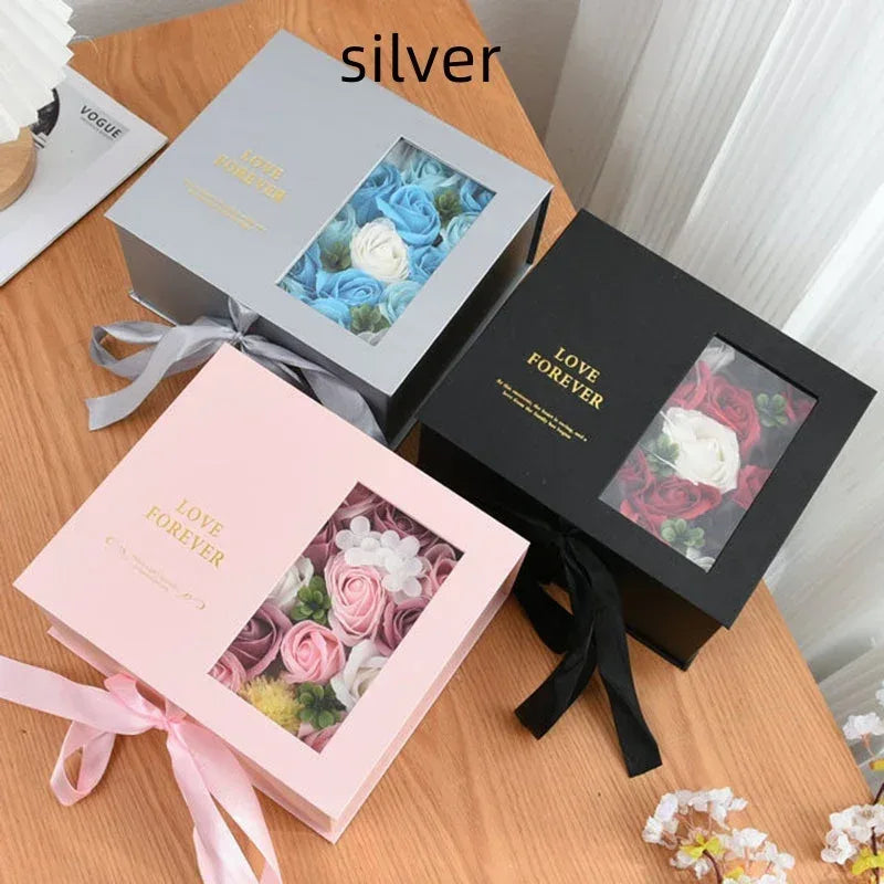 Valentine's Day Birthday Flip Love Letter Flower Box Soap Flower Suit Gift Box - Viexta