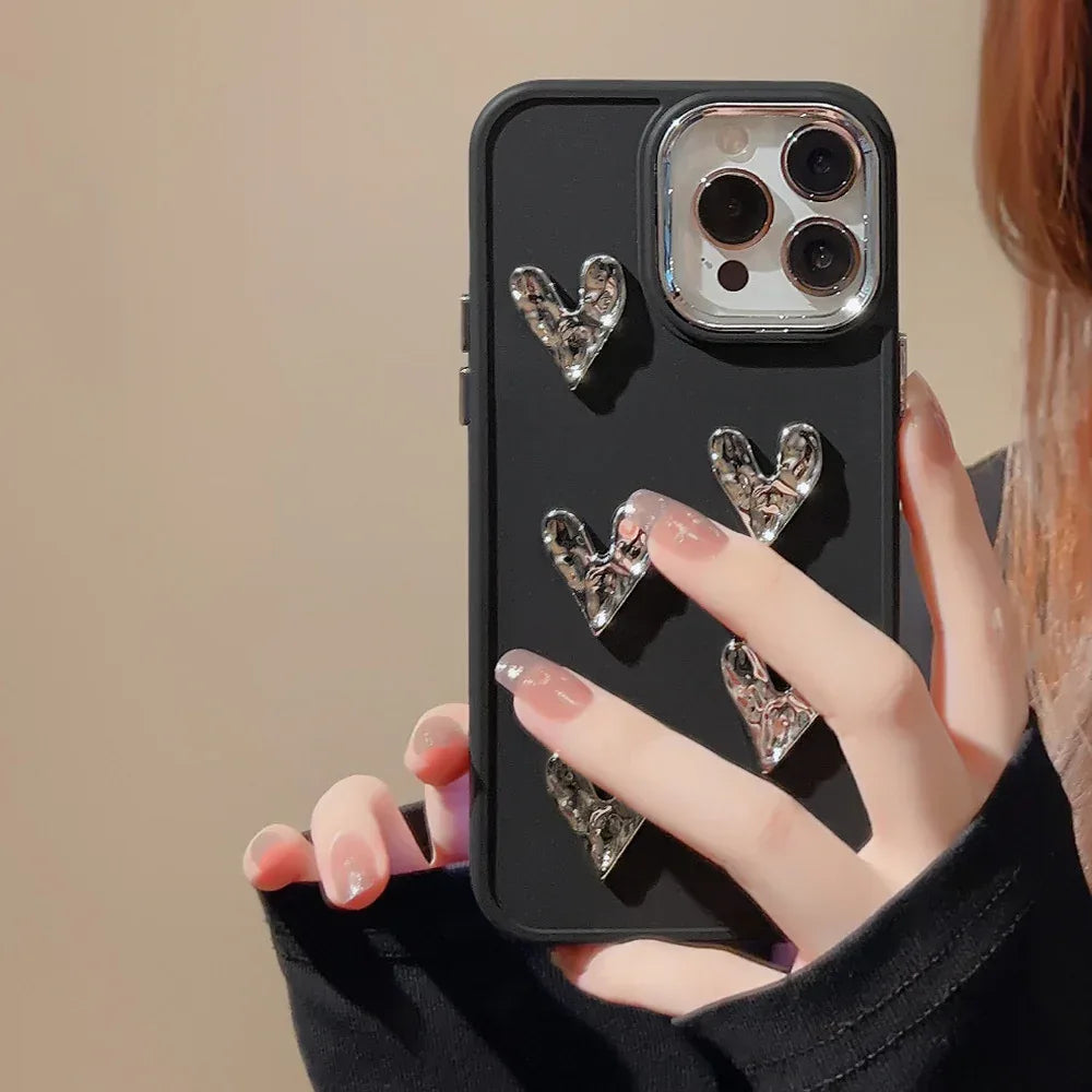 Pleated Metallic Heart iPhone Shell - Viexta