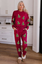 Women's Christmas Sequins Long Sleeve Pants Two-piece Set