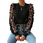 Women's Mesh Small Flower Chiffon Top - Viexta