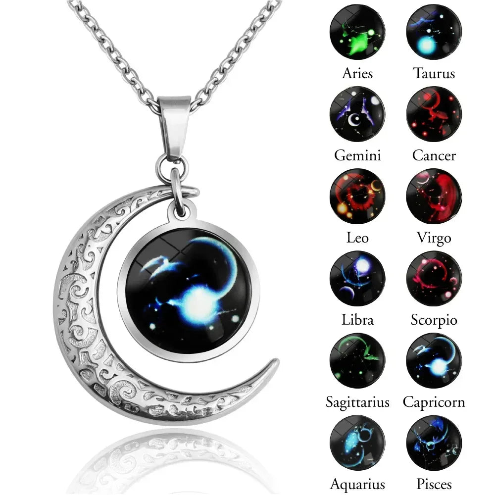 12-constellation-moon-star-glowing-necklace - Viexta