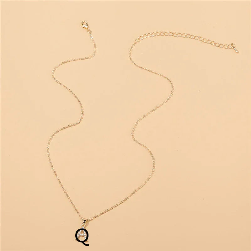 18k 26 Golden English Letter Pendant Clavicle Chain - Viexta