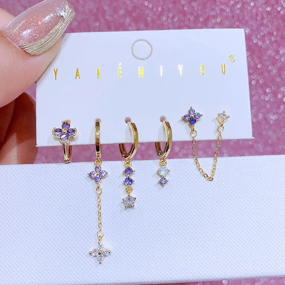 6piece Zirconium Ring Earring Set - Viexta