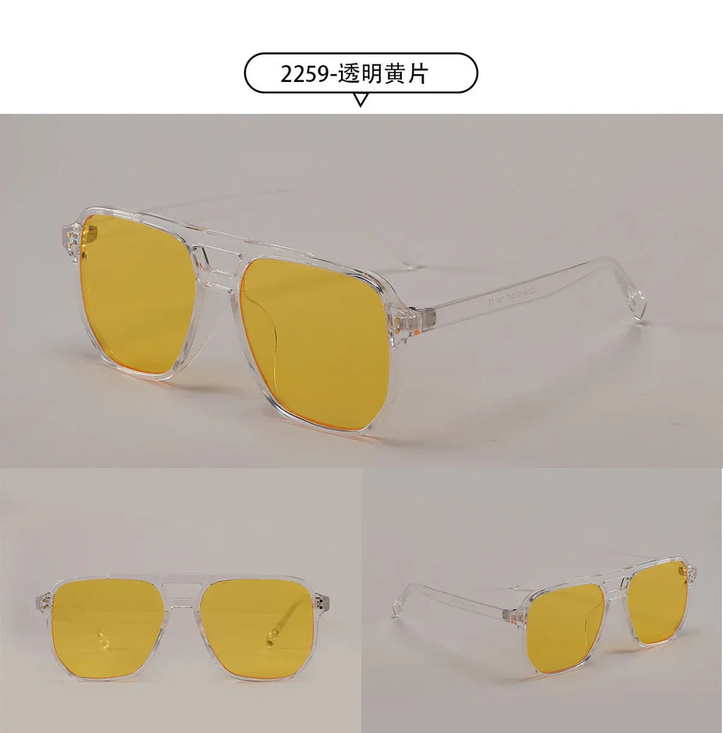 square-double-beam-fashion-black-sunglasses - Viexta