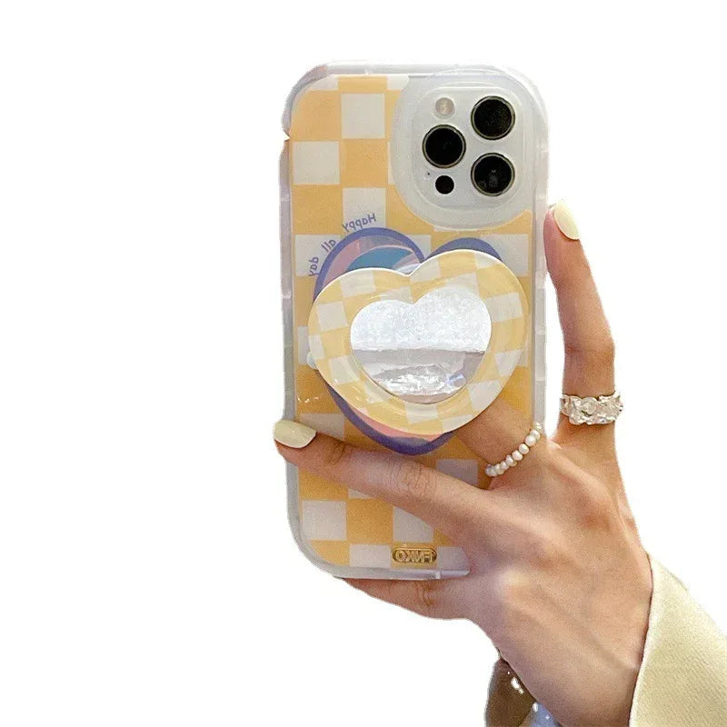 Laser Lattice Love Makeup Mirror iPhone Case - Viexta