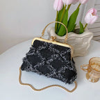 Denim Style Rhombus Clip Handbag - Viexta