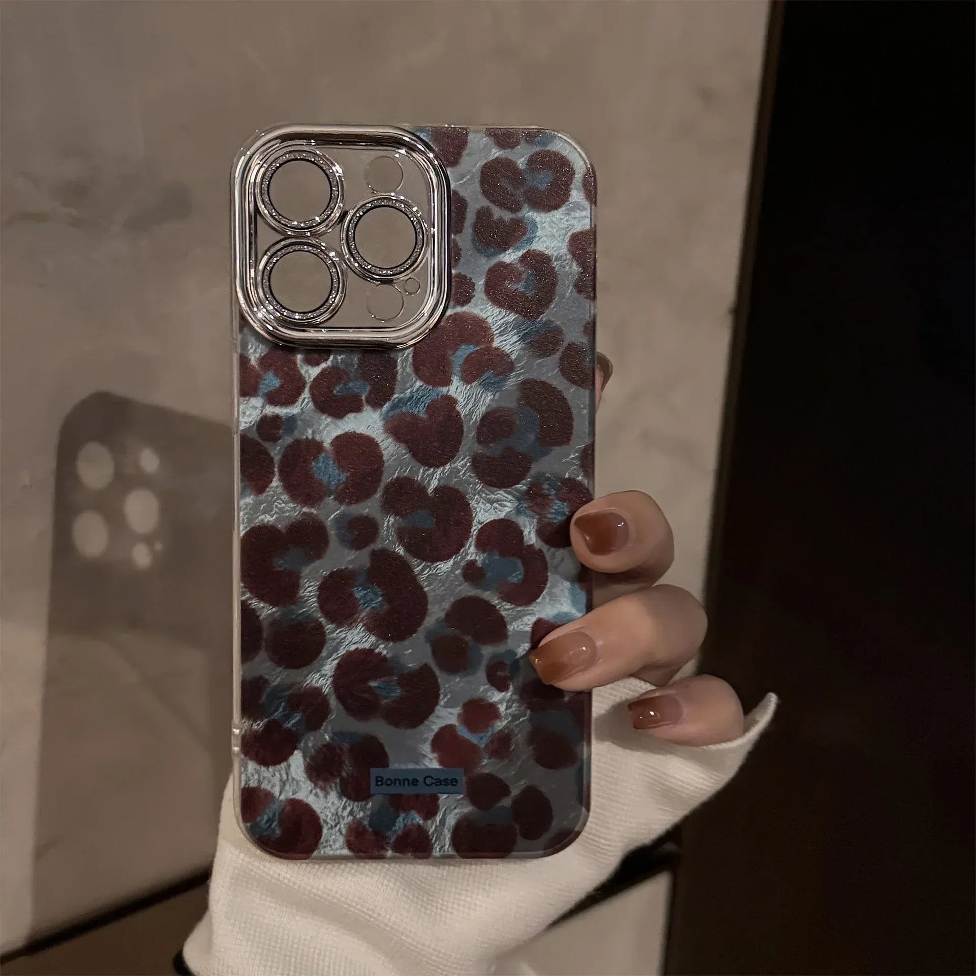 Retro Blue And Brown Leopard-Print iPhone Case - Viexta
