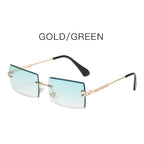 Fashion Frameless Trimmed Square Gradient Sunglasses