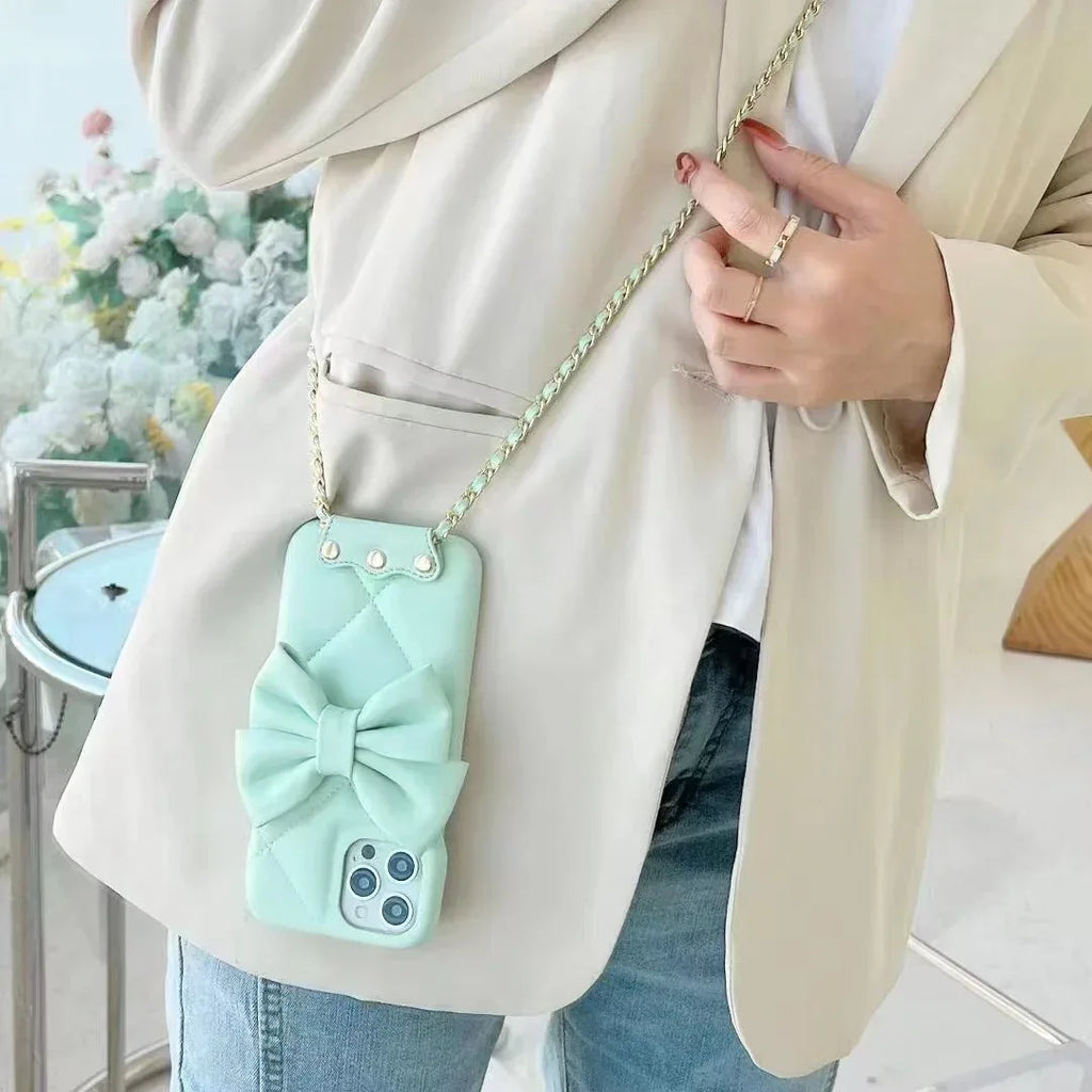 Butterfly Leather Crossbody Pearl iPhone Case - Viexta