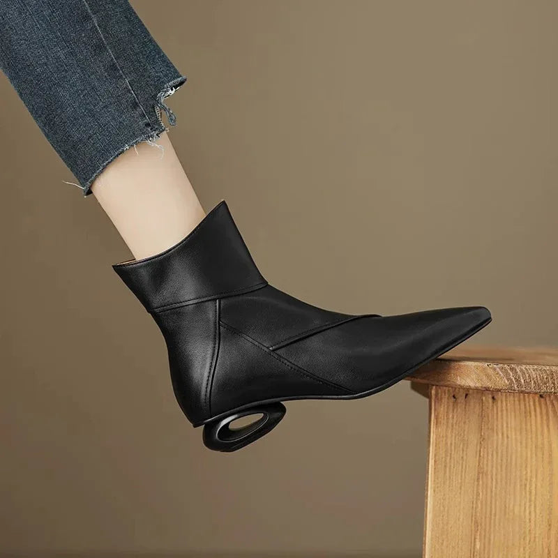 Chunky Heel Side Zip Short Tube Fashion Boots - Viexta