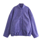Loose Casual Street Stand Collar Pilot Buckle Jacket - Viexta