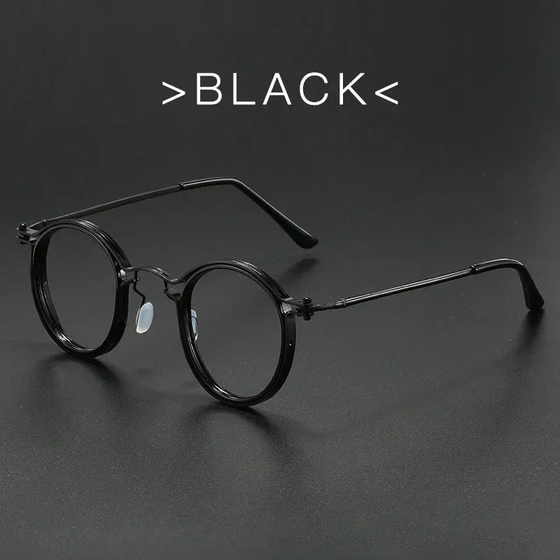 vintage-round-frame-glasses-frame-anti-blue-ray-plain-glasses - Viexta