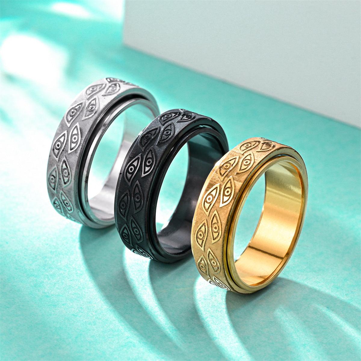 Rotatable Men's Stainless Steel Ring