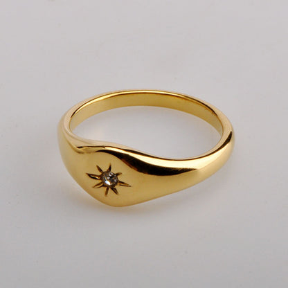 Stainless Steel Five-pointed Star Three-dimensional Ring