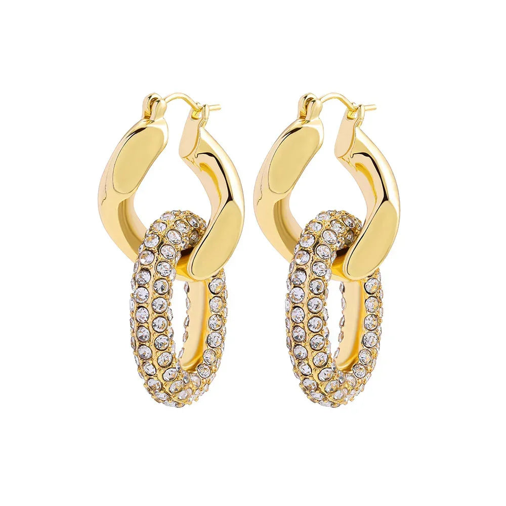 18k-gold-double-ring-plated-diamond-earrings - Viexta