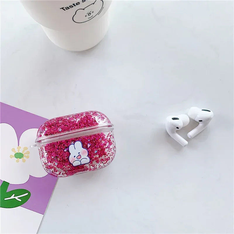 Cute Rabbit Quicksand Headphone Case Soft Shell - Viexta