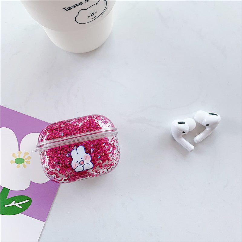 Cute Rabbit Quicksand Headphone Case Soft Shell