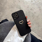 Bronzing Heart Leather iPhone Case