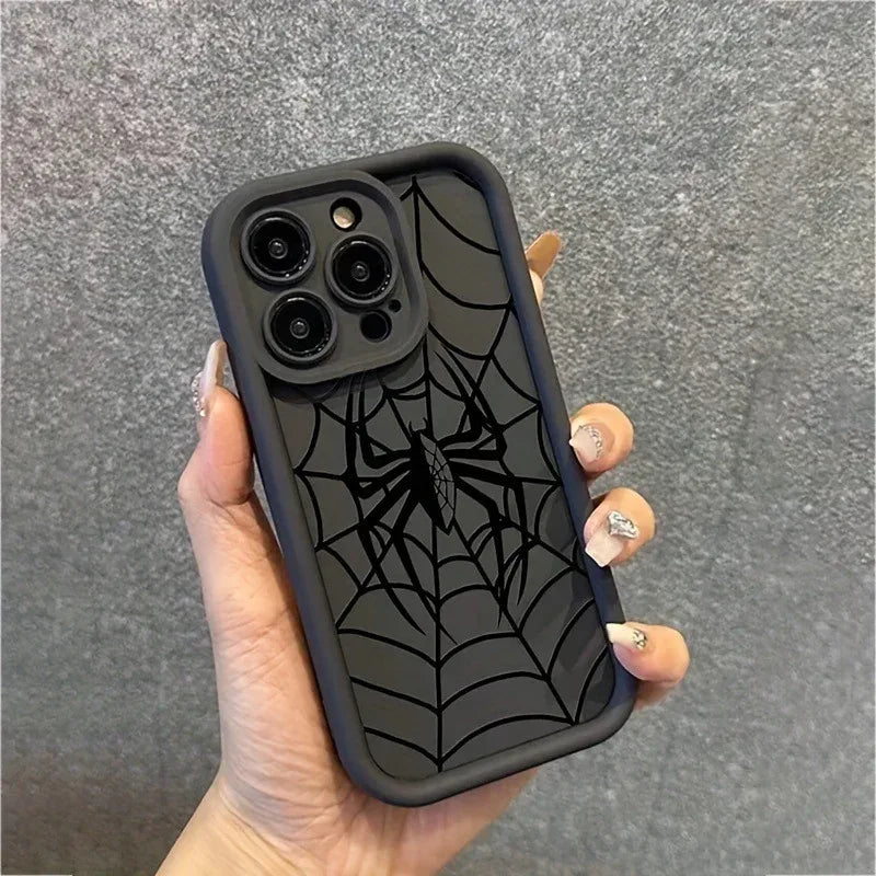 Black Spider Web Phone Case Silicone All-inclusive Drop-resistant - Viexta