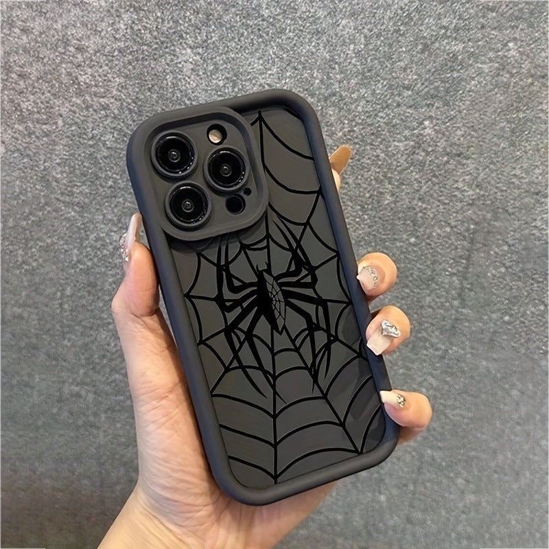 Black Spider Web Phone Case Silicone All-inclusive Drop-resistant