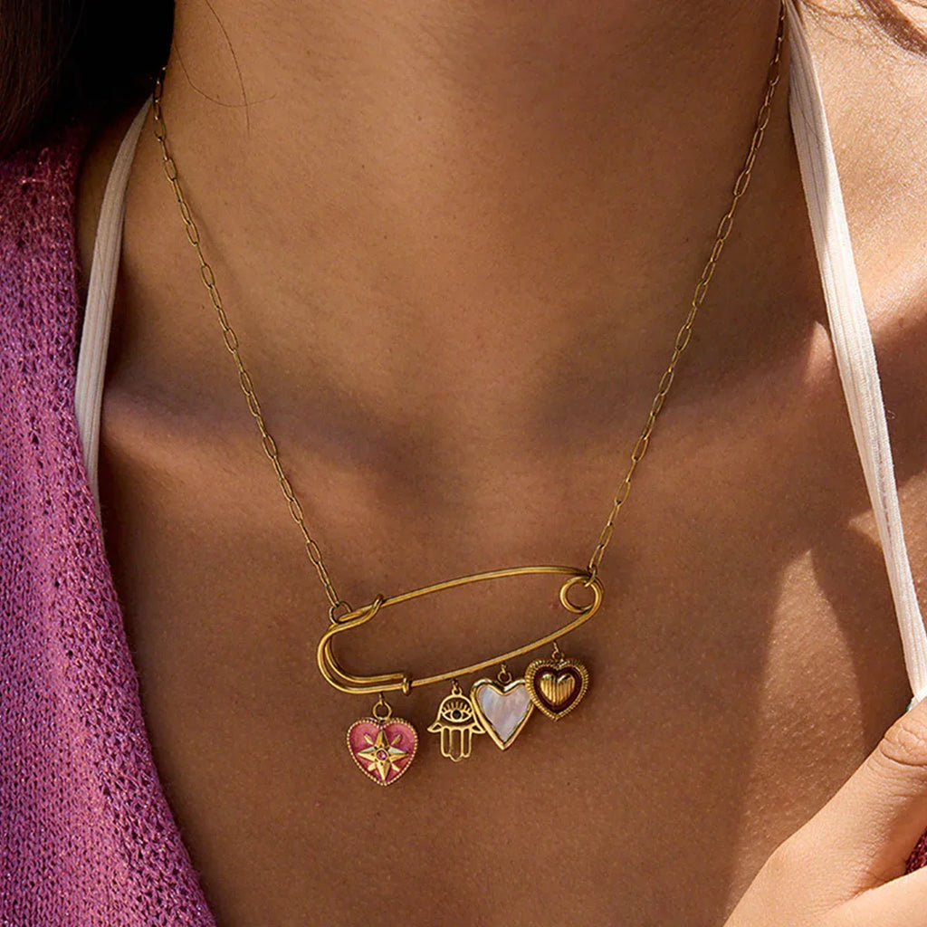 Stainless Steel Clip On Love Necklace For Women - Viexta