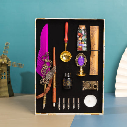 Vintage Feather pen & mirror gift hamper