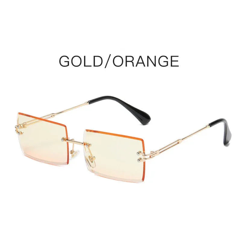 Fashion Frameless Trimmed Square Gradient Sunglasses - Viexta