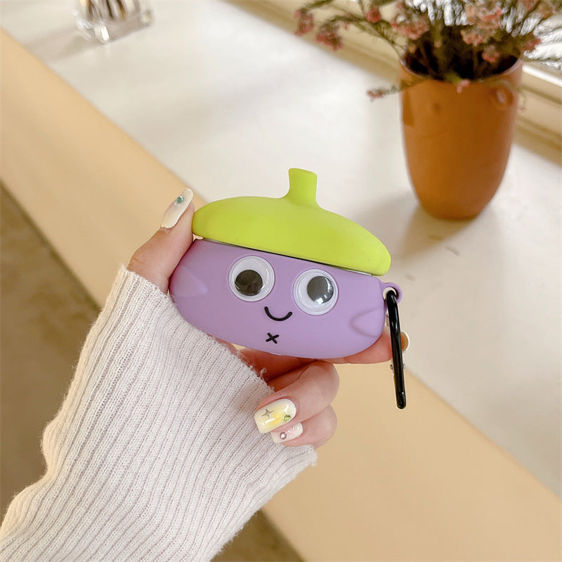 Cute Eyes Eggplant Earphone Case