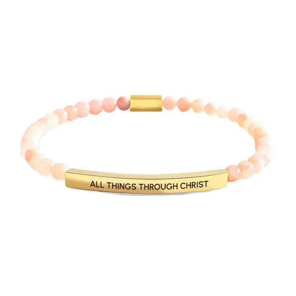 4mm Gold Bead Bracelet With Stainless Steel Curved Tube - Viexta