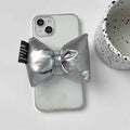transparent-soft-shell-silver-bow-down-stand-iphone-case - Viexta