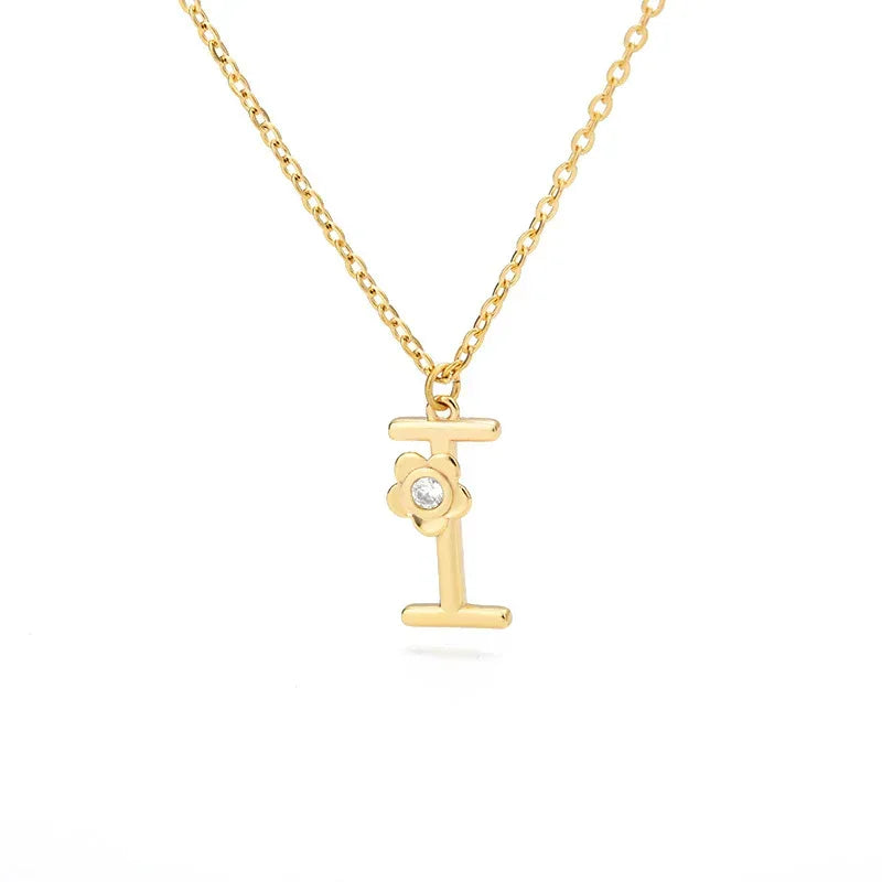 Rose English Alphabet Pendant Necklace - Viexta