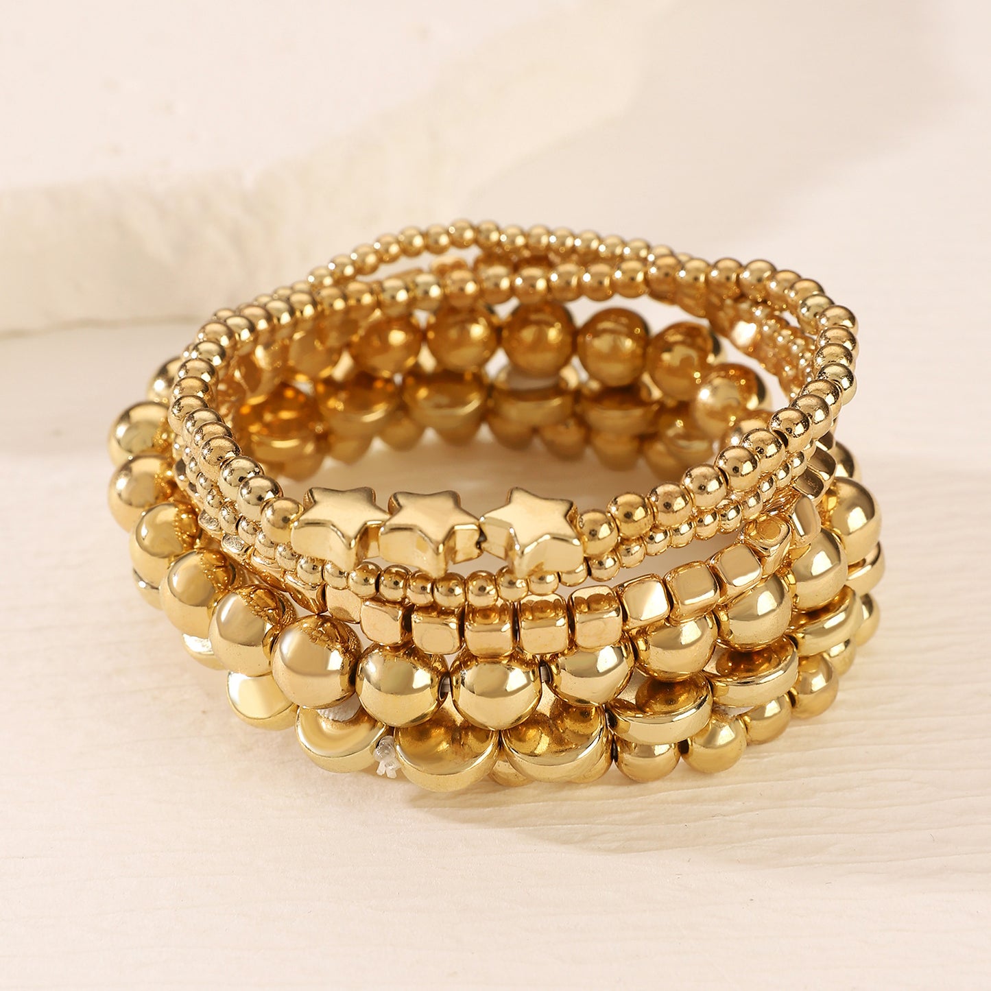 6piece Beaded Stretch Bracelet