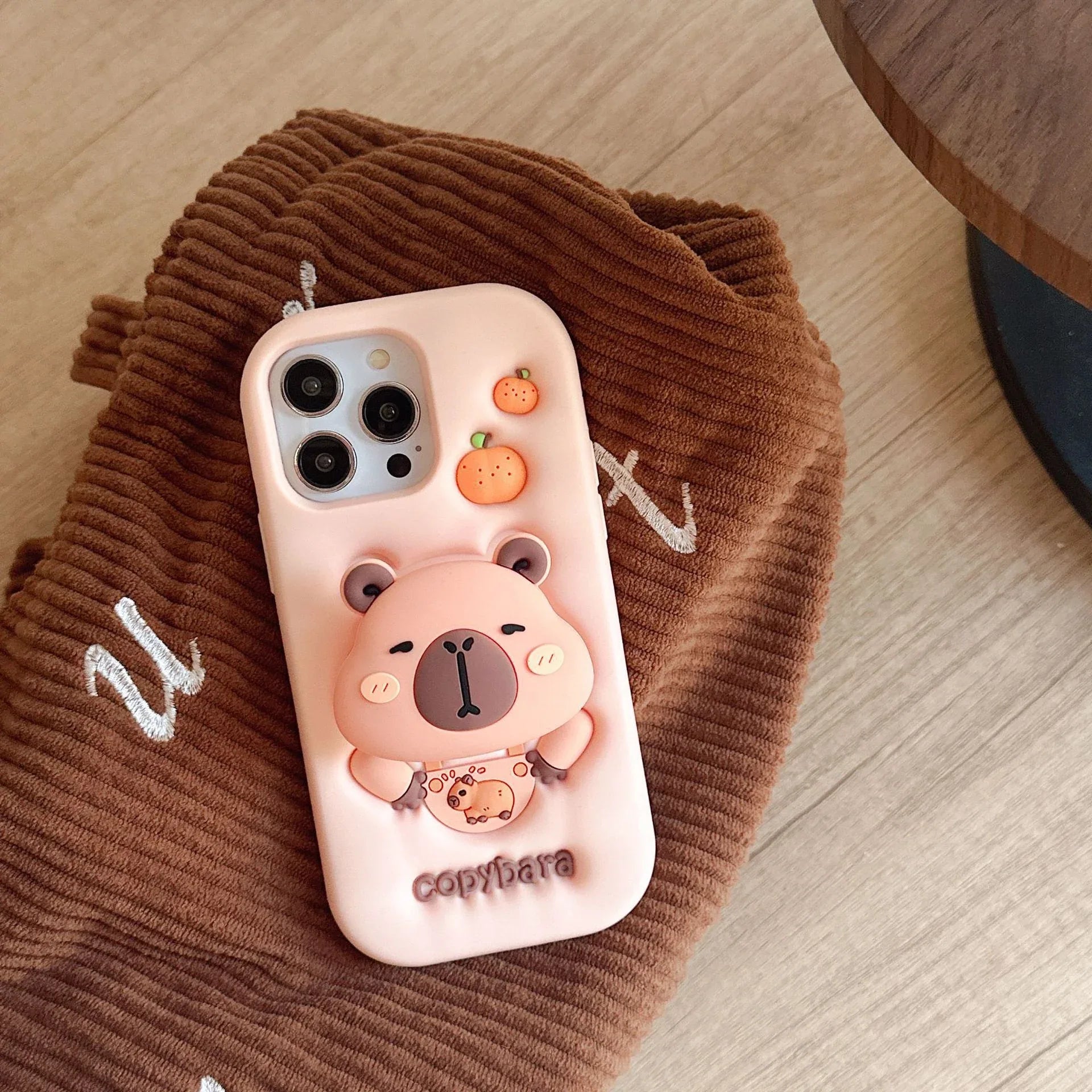 Cartoon Stand Holder Capybara iPhone case