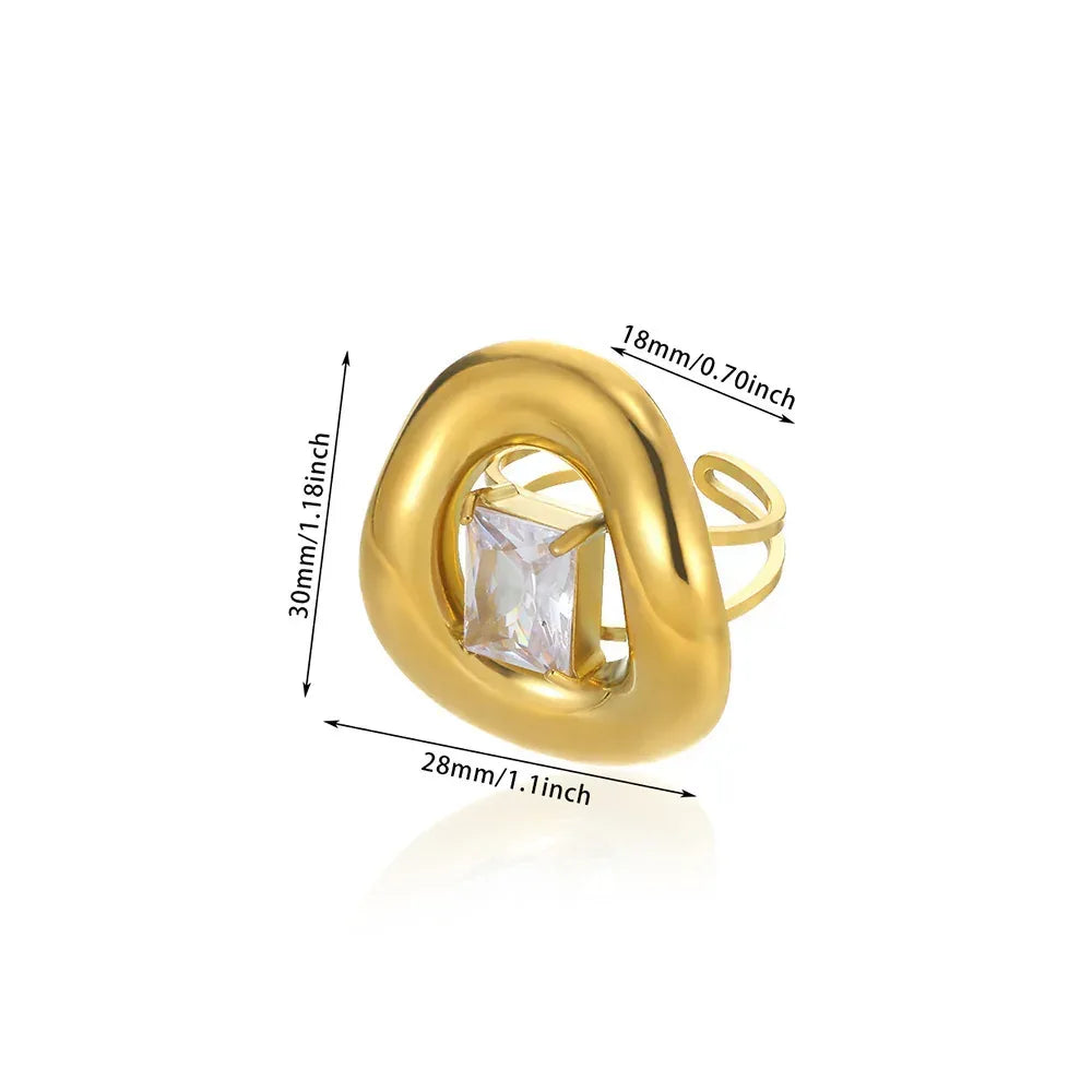 Stainless Steel Pearl Zircon Ring For Women - Viexta