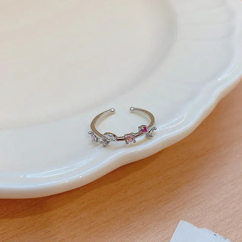 Micro Set Crystal Zircon Pearl Ring - Viexta