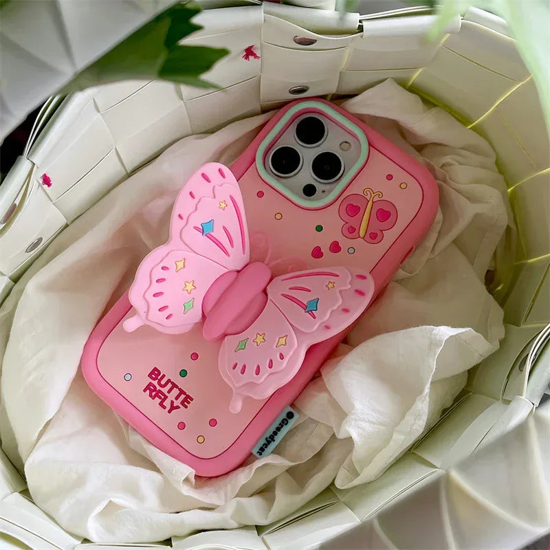 butterfly-creative-folding-bracket-silicone-iphone-case - Viexta