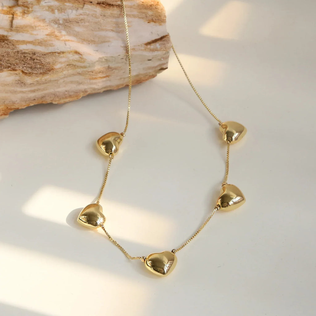 Brass 18K Multiple Heart-shaped Necklace - Viexta