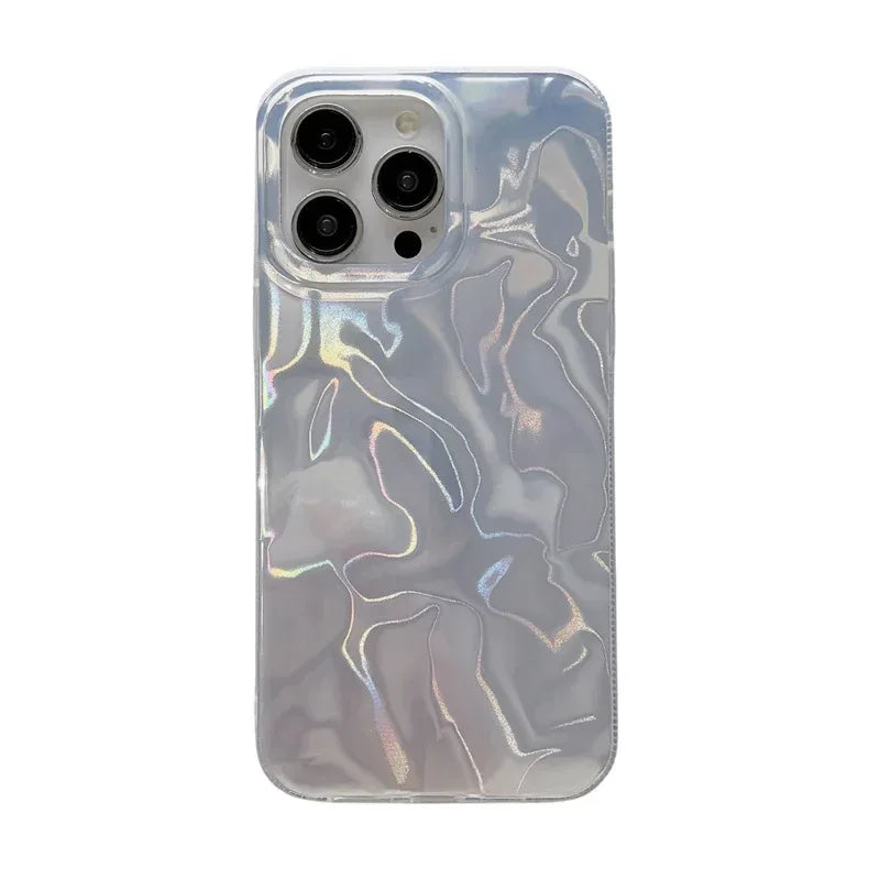 Silver Laser Gradient Wave Pattern iPhone Case - Viexta