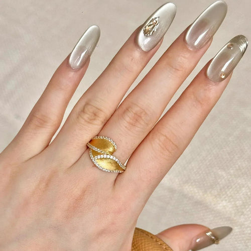Antique Brushed Leaves Ring - Viexta
