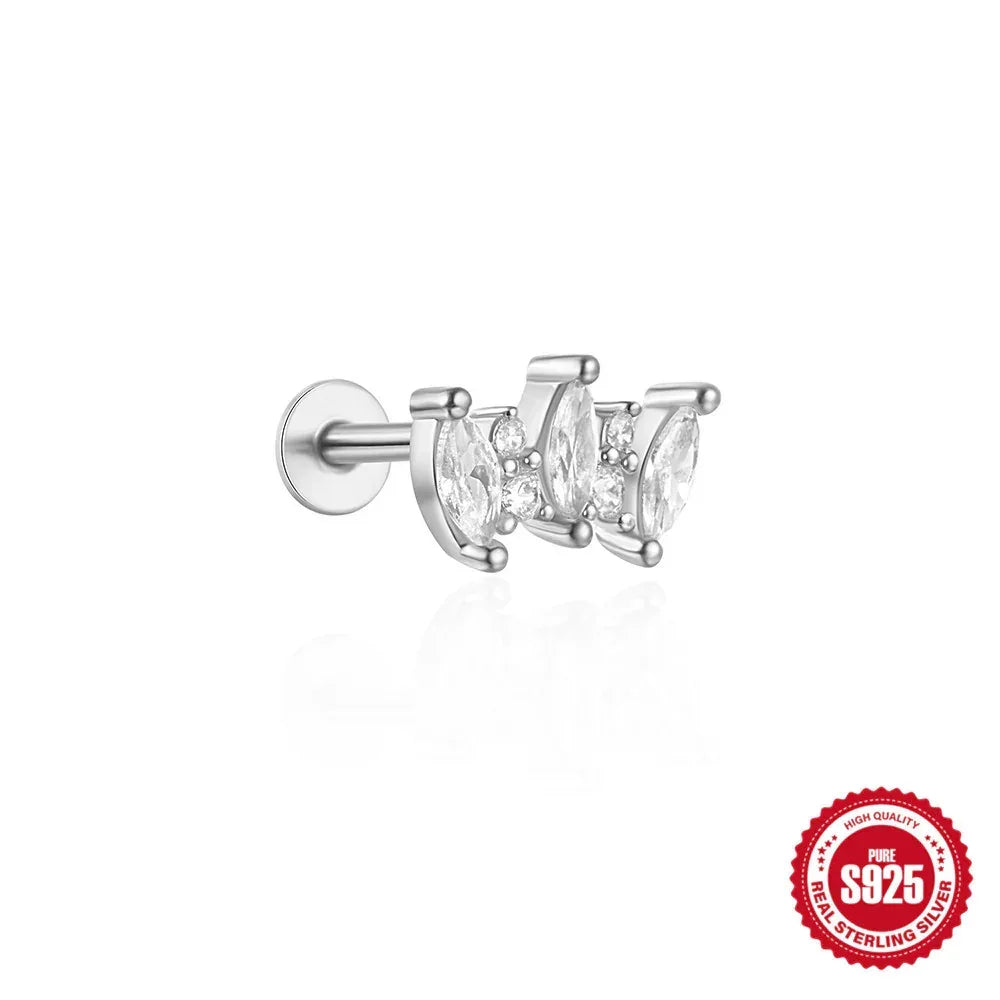S925 Sterling Silver Moon Piercings - Viexta