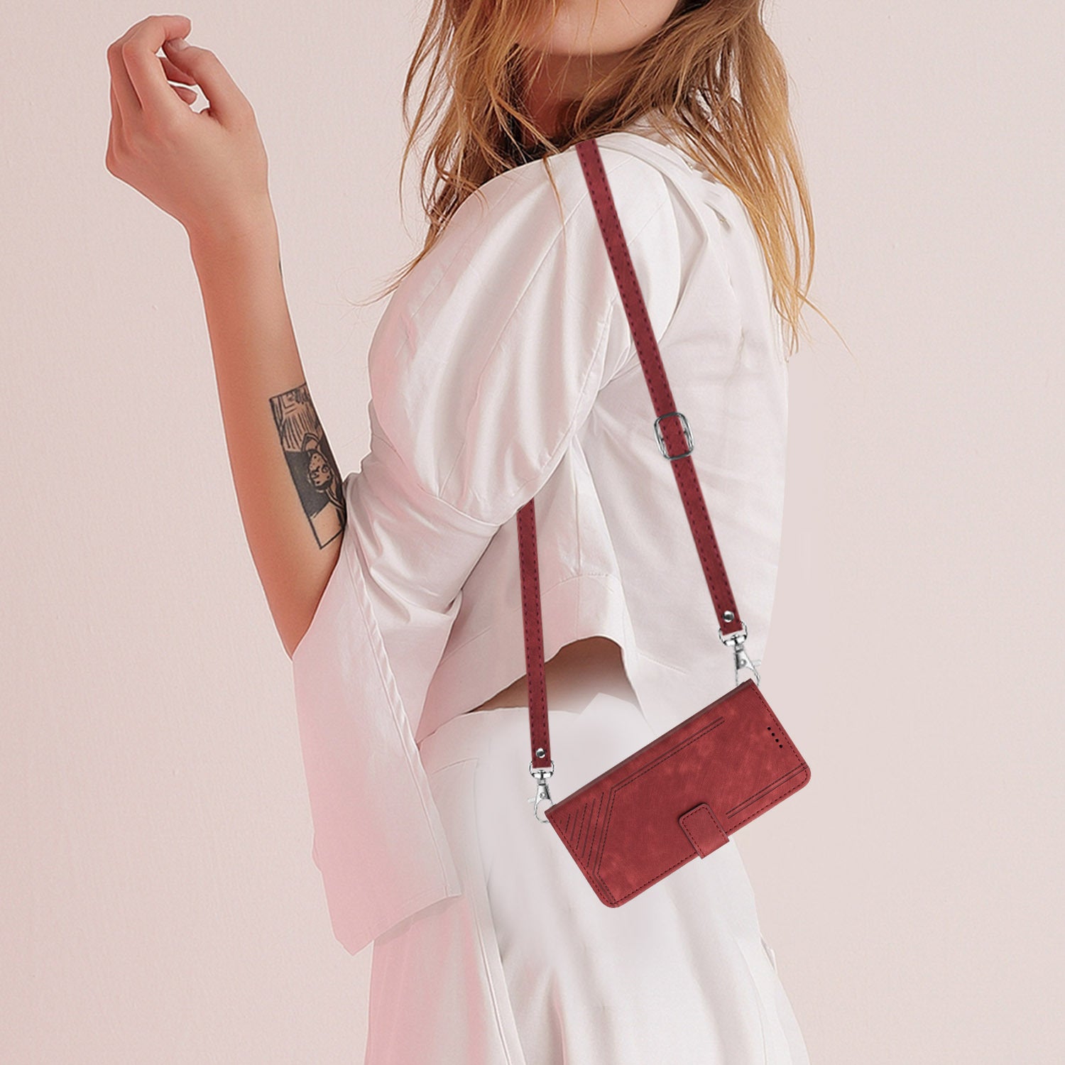 Leather Case Skin Frosted Striped Card Wallet iPhone case