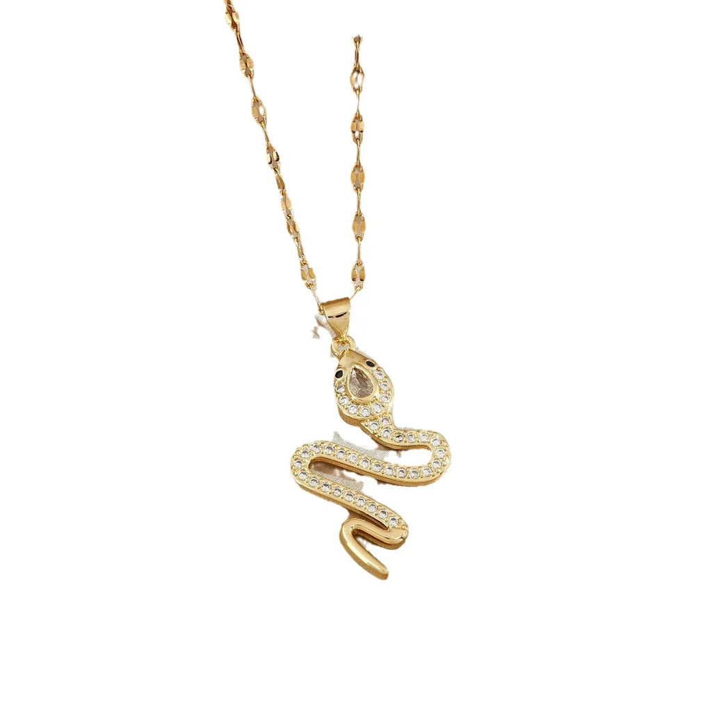 snake-necklace-with-rhinestone - Viexta