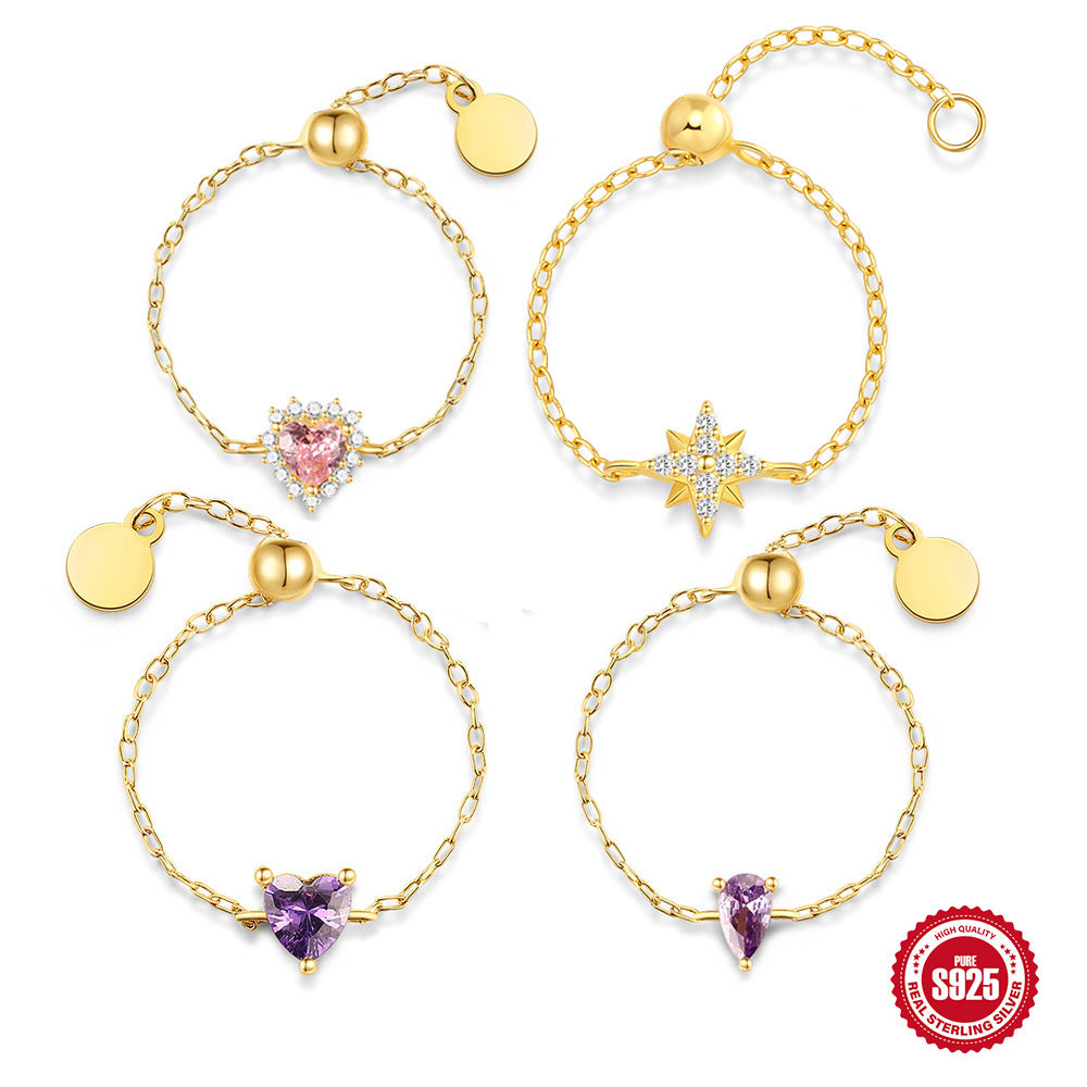 S925 Silver Niche Unique Chain Ring