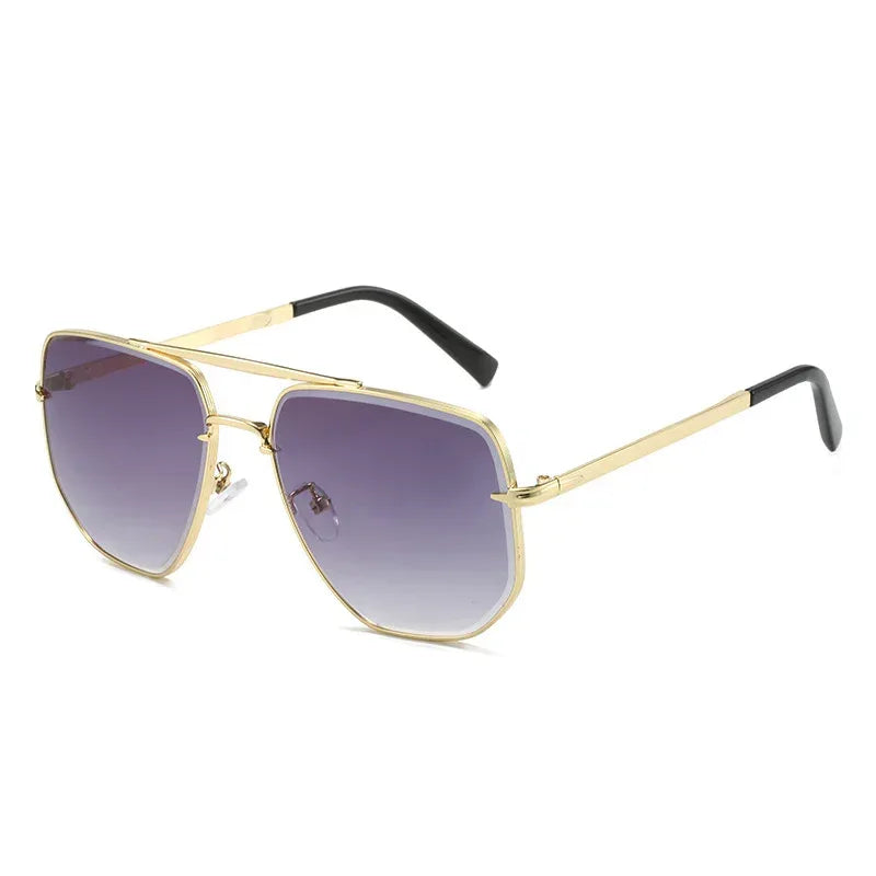 Fashion Square Metal Double Beam Sun Glasses - Viexta