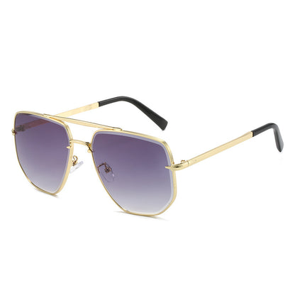 Fashion Square Metal Double Beam Sun Glasses