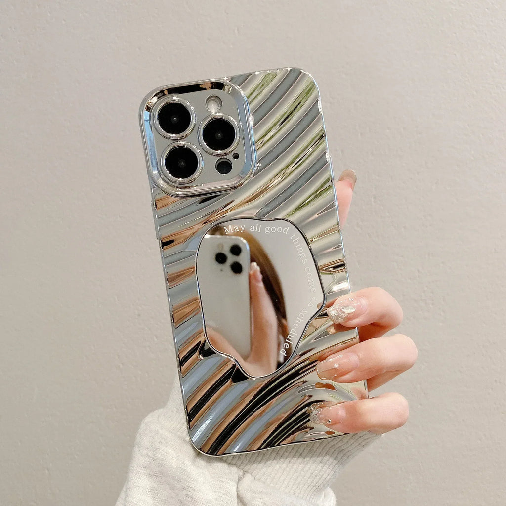 silver-water-ripple-mirror-iphone-case - Viexta